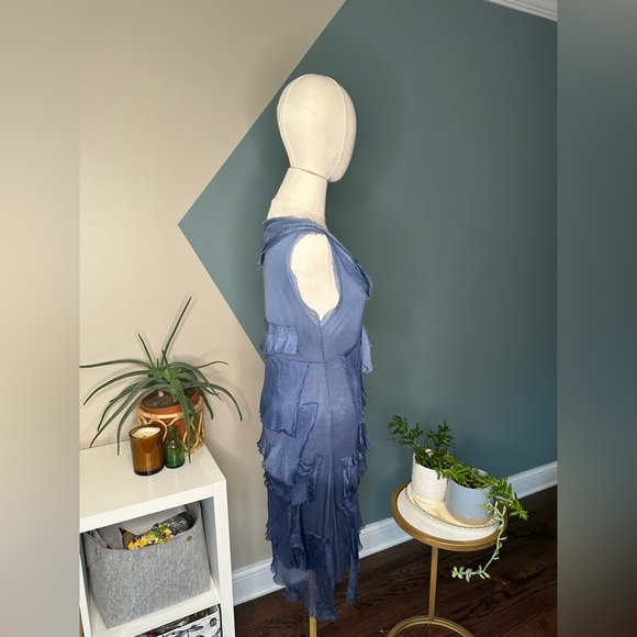 Italian Silk Blend Boho Dress Y2K Layered Asymmetrical Sleeveless Artsy Size S - Picture 4 of 12